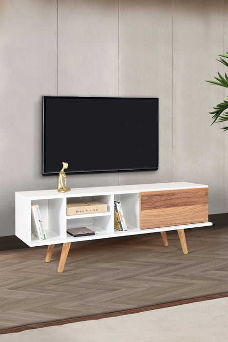Hanah Home Ela 3330 Soporte para TV Blanco y Nogal